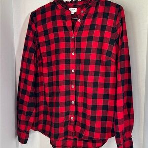 J crew factory red and black flannel button up size medium